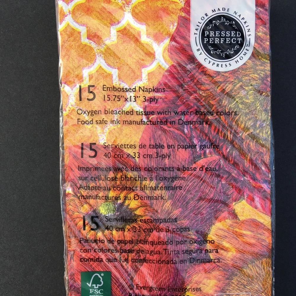 2 Packages Cypress Home Guest Napkins Paper Party Crafts Orange Floral New 2